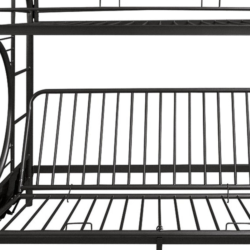 Black Twin Over Full Contemporary Metal Bunk Bed - 65" H x 78" W x 41" D