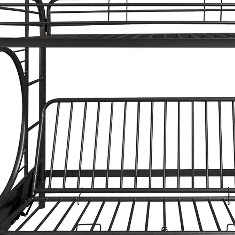 Black Twin Over Full Contemporary Metal Bunk Bed - 65" H x 78" W x 41" D