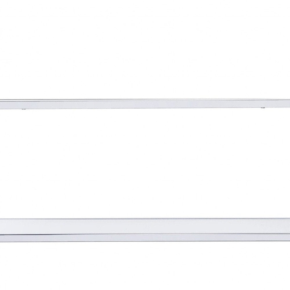 White And Silver Metal and Glass Five Tier Ladder Bookcase on a white background