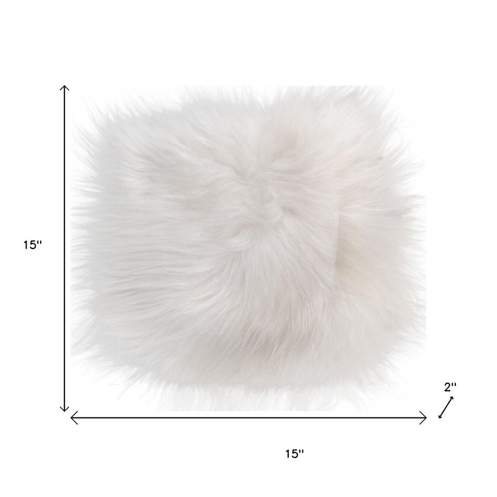 15" X 15" Gray And White Synthetic Animal Print Pad. Seat cushion isolated on a plain white background, in a white finish.