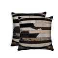 Set of Two Brown and Black Cowhide Throw Pillow on a white background