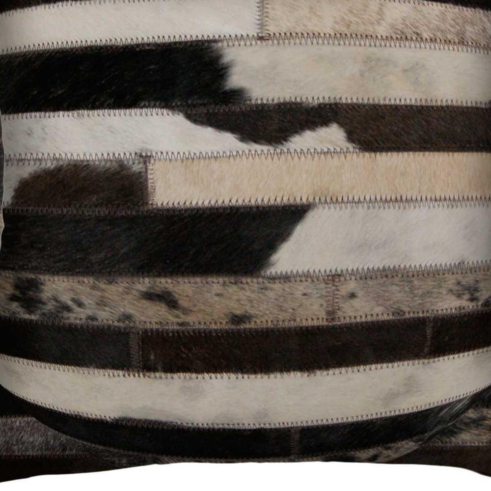 Set of Two Brown and Black Cowhide Throw Pillow close-up detail