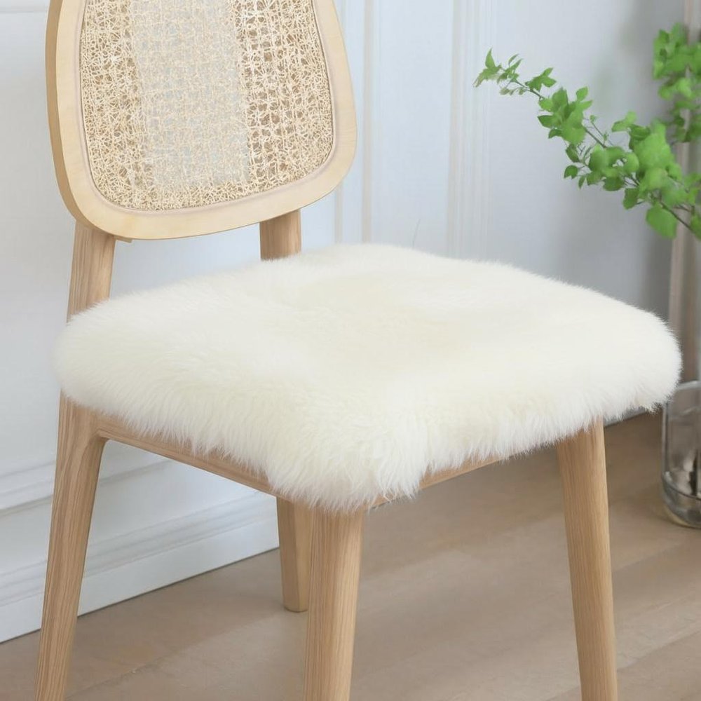 17" X 17" White Synthetic Solid Color Pad shown outdoors on an outdoor setting.