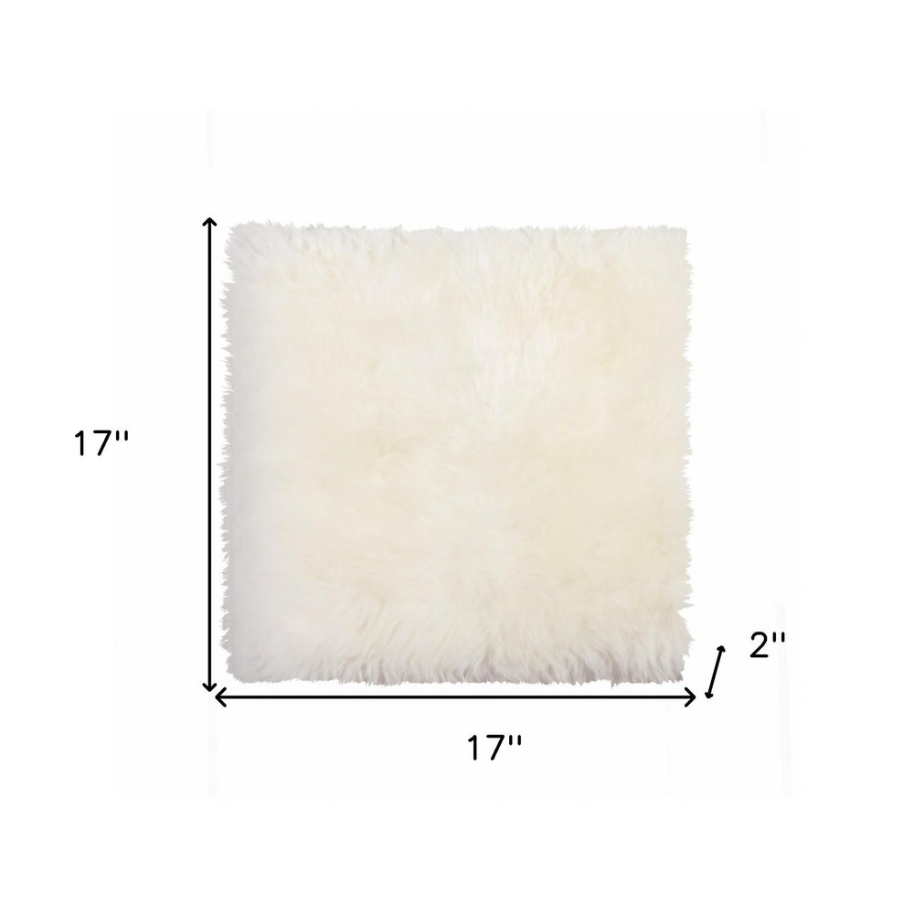 17" X 17" White Synthetic Solid Color Pad. Seat cushion isolated on a plain white background, finished in white.