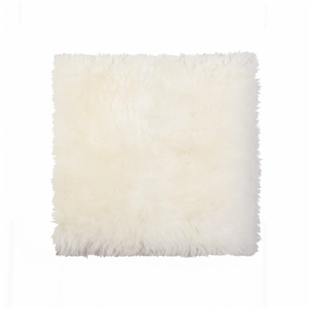 17" X 17" White Synthetic Solid Color Pad. Seat cushion isolated on a plain white background, showing its white color.