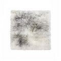 17" X 17" Gray Genuine Sheepskin Chair Pad. Seat cushion isolated on a plain white background, in a gray finish.