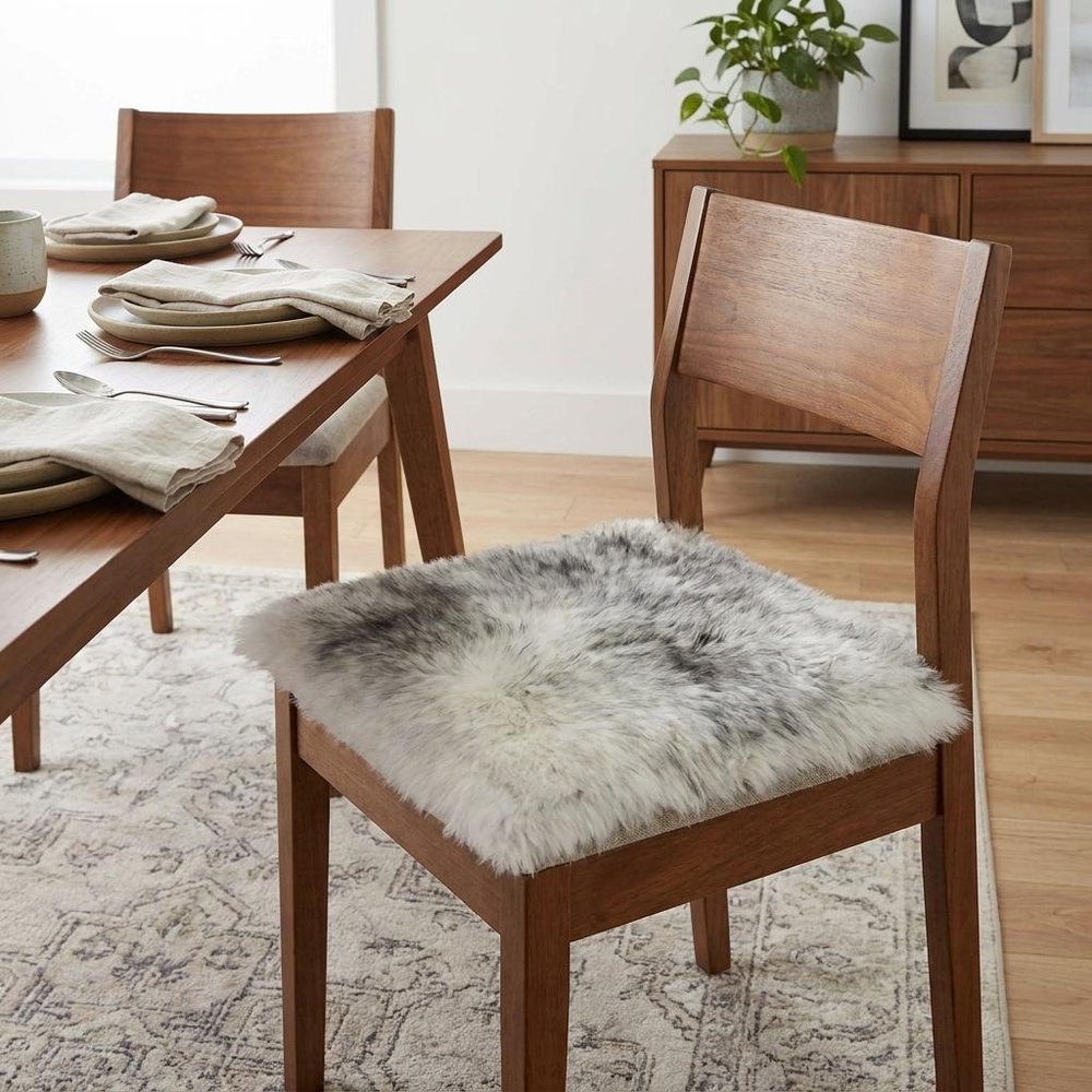 17" X 17" Gray Genuine Sheepskin Chair Pad.