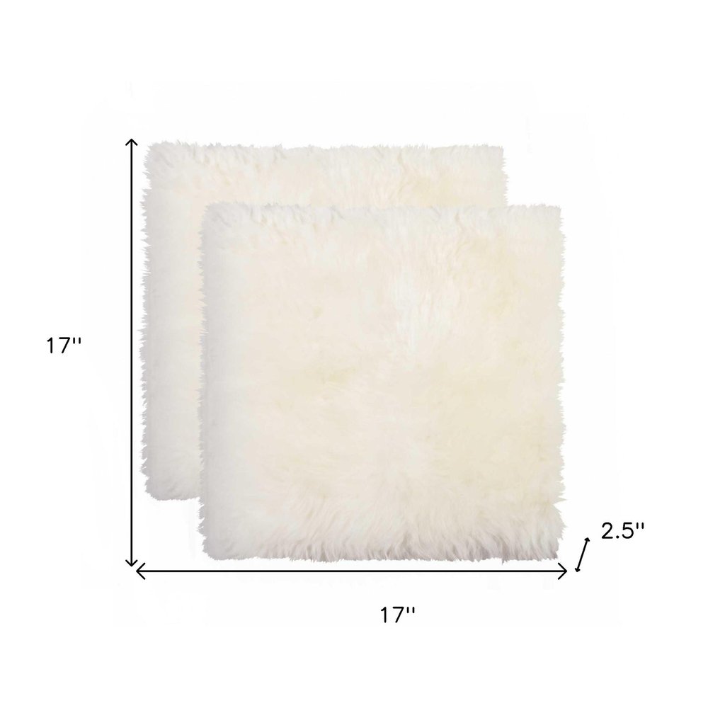 17" X 17" Off White Synthetic Solid Color Pad. Seat cushion isolated on a plain white background, in a off-white finish.