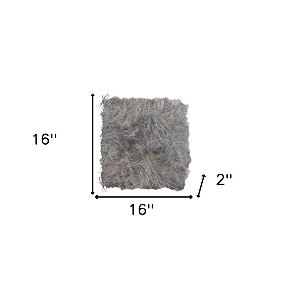 16" X 16" Gray Acrylic Solid Color Pad. Seat cushion isolated on a plain white background, in a gray finish.