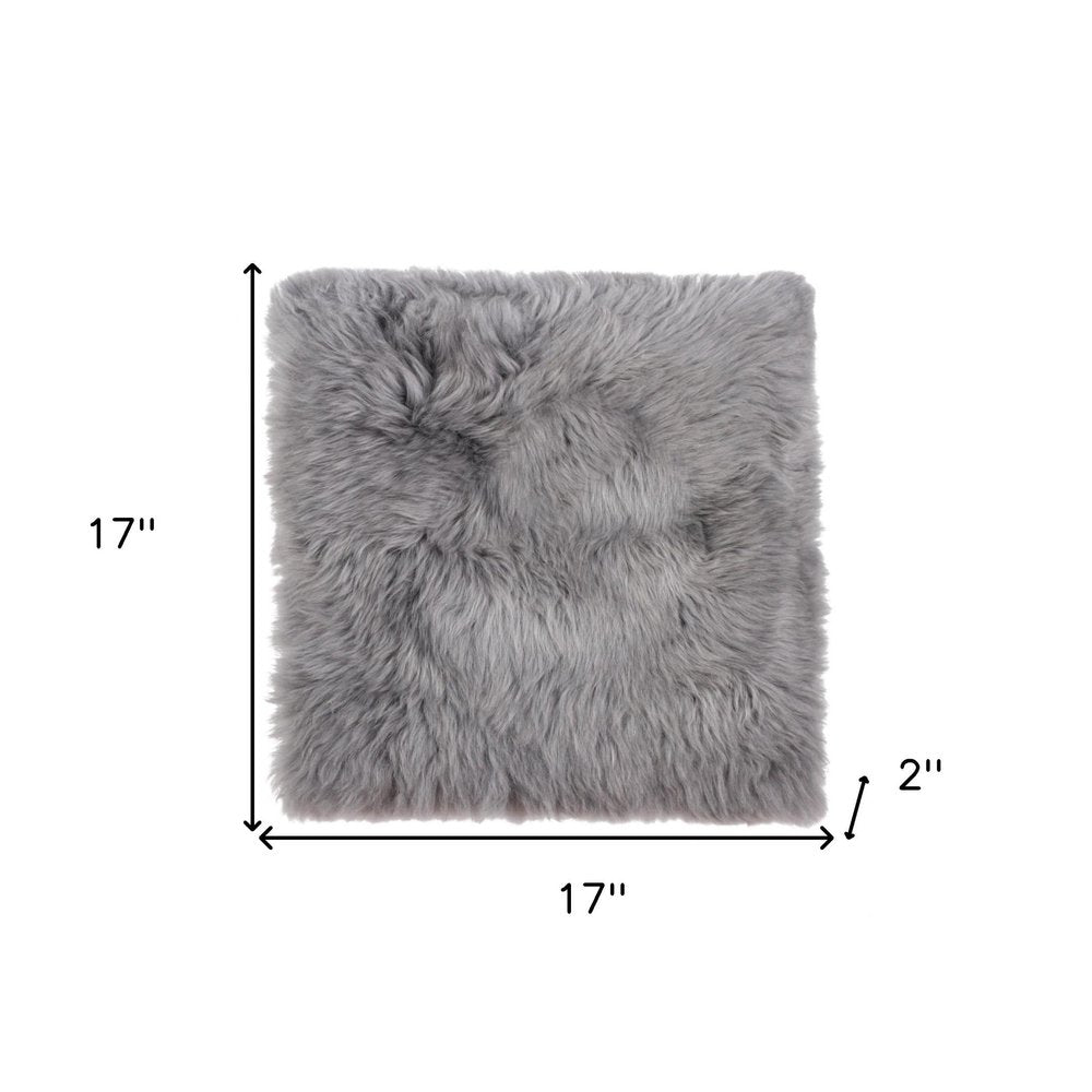 17" X 17" Gray Synthetic Solid Color Pad. Seat cushion isolated on a plain white background, in a gray finish.