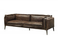 94" Chocolate Top Grain Leather Sofa With Dark Brown Legs on a white background