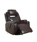 34" Brown Faux Leather Heated Massage Home Theater Recliner. Recliner isolated on a plain white background, showing a faux leather surface.