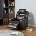 34" Brown Faux Leather Heated Massage Home Theater Recliner