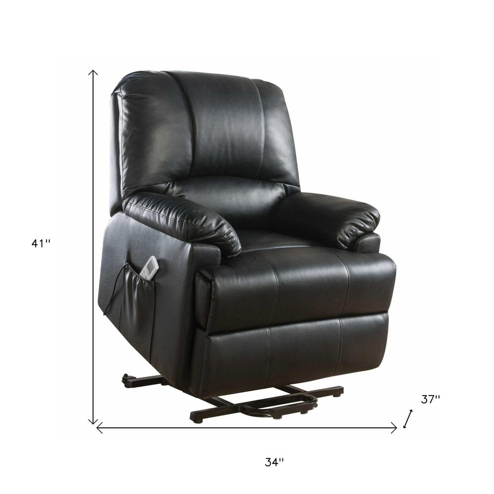 34" Beige Faux Leather Power Massage Lift Assist Recliner