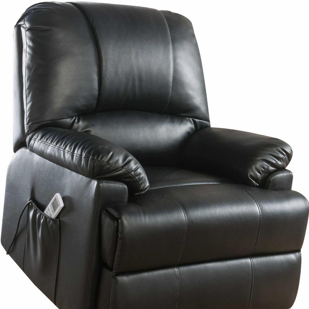 34" Beige Faux Leather Power Massage Lift Assist Recliner.