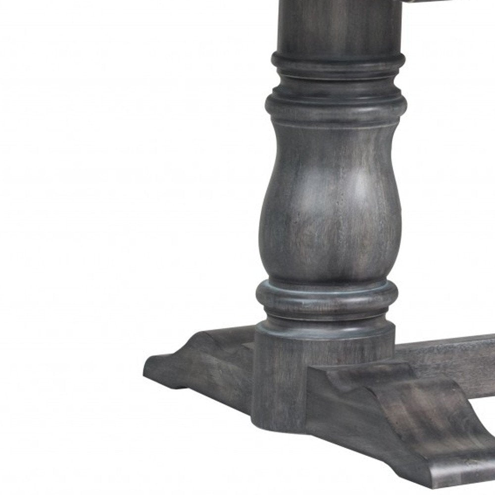 84" Brown Solid Wood Trestle Base Dining Table - Gray