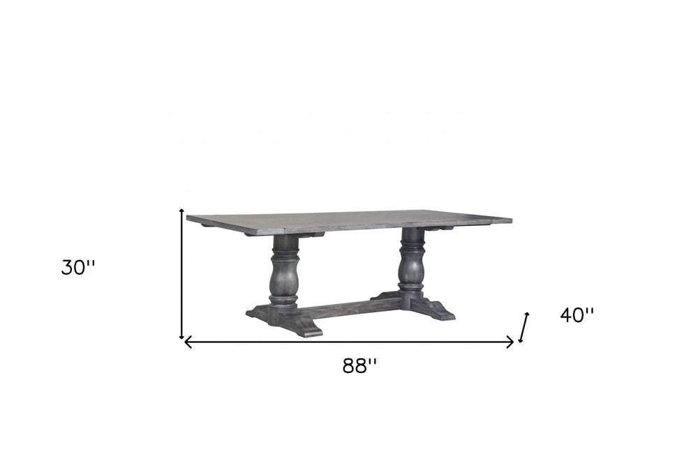 84" Brown Solid Wood Trestle Base Dining Table - Gray