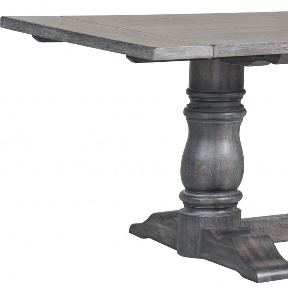 84" Brown Solid Wood Trestle Base Dining Table - Gray