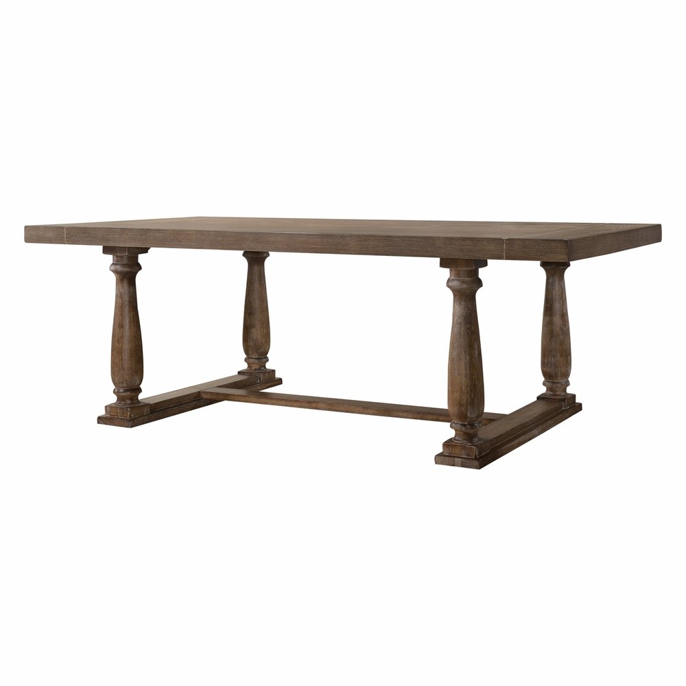 84" Brown Solid Wood Trestle Base Dining Table - Gray