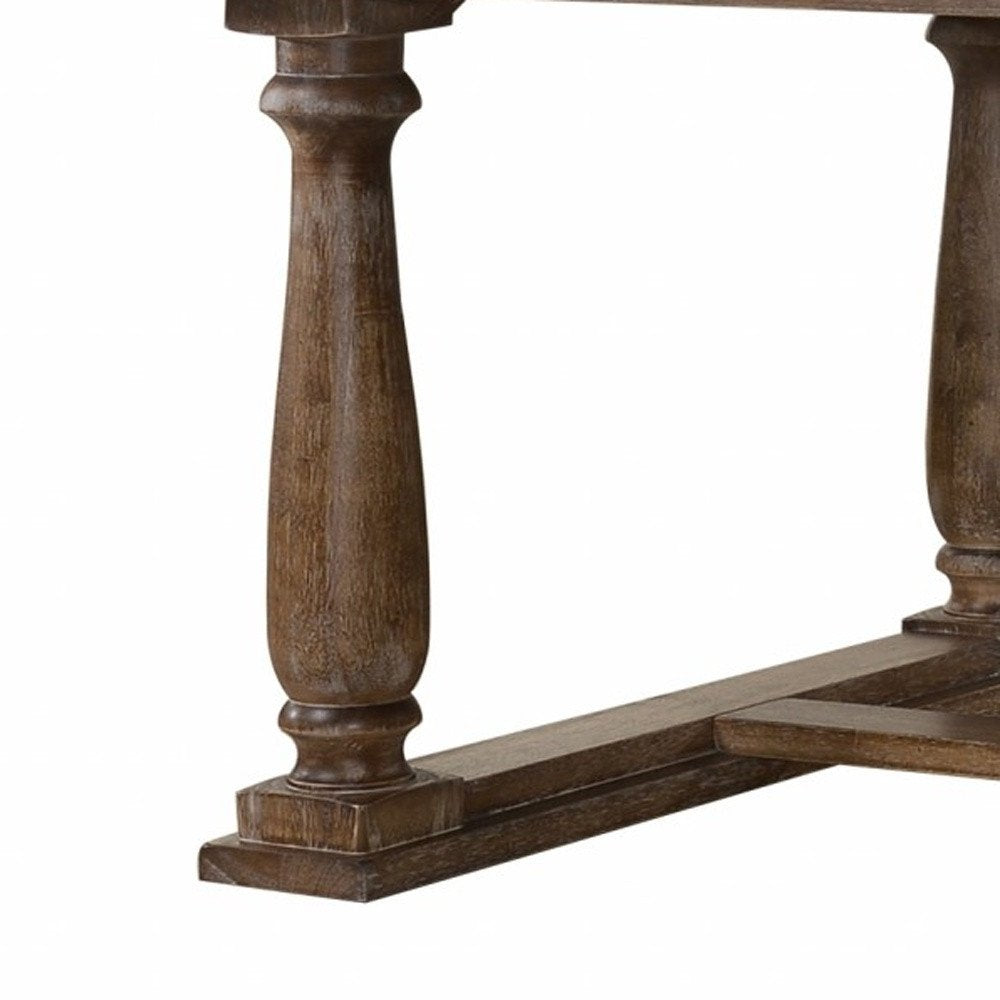 84" Brown Solid Wood Trestle Base Dining Table on a white background