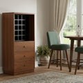 52" Brown And Black Wood Bar Cabinet With Three Drawers