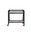 Black and Natural 32" Rolling Prep Table With Storage on a white background