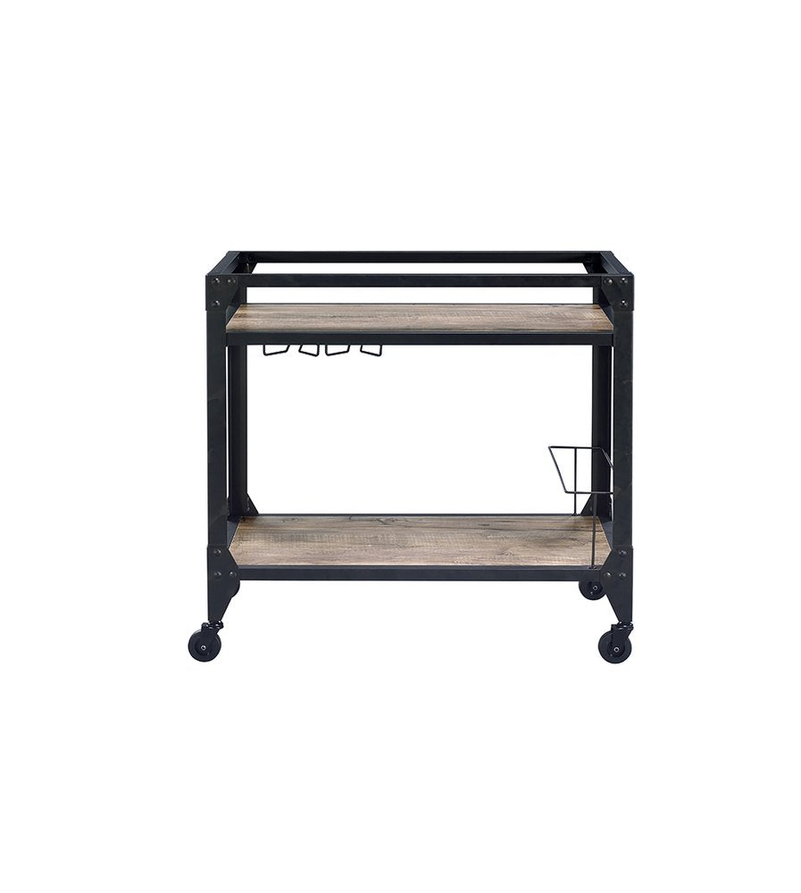 Black and Natural 32" Rolling Prep Table With Storage on a white background