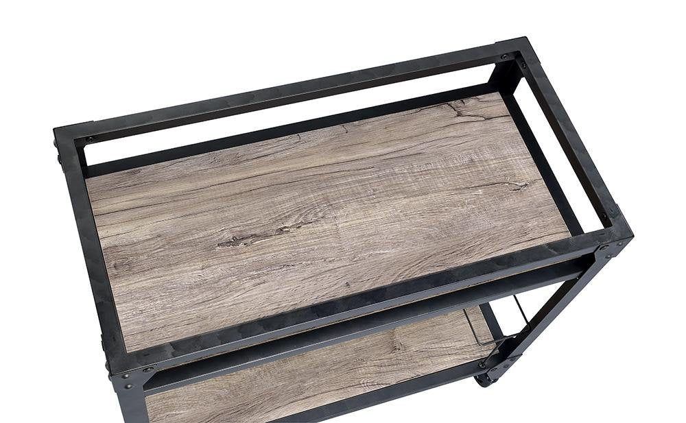 Black and Natural 32" Rolling Prep Table With Storage on a white background