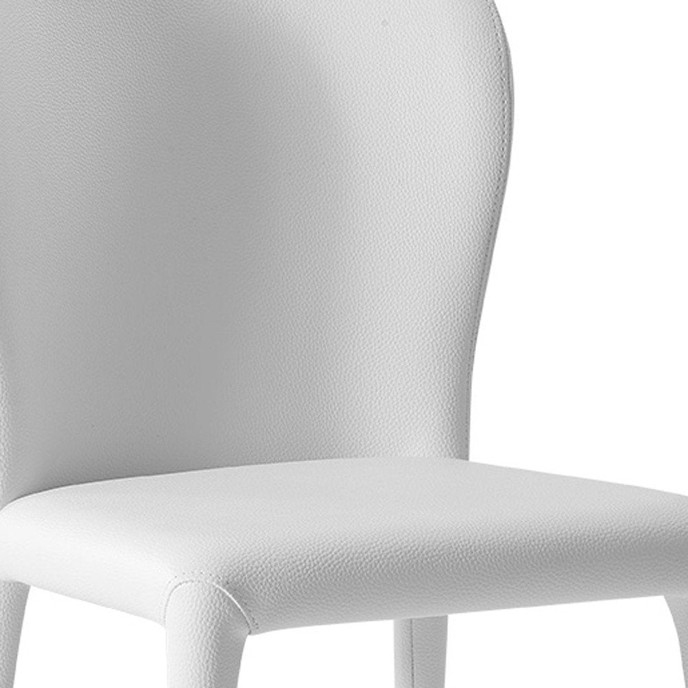 Set of Two White Upholstered Faux Leather Dining Side Chairs - 35" H x 20" W x 24" D