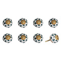 Set of Eight Green White And Gold Geometric Ceramic Drawer Pull Knobs