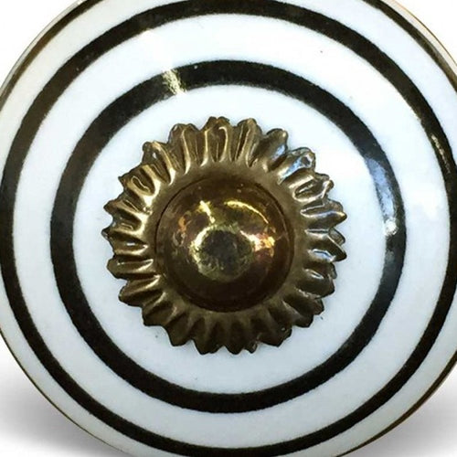 1.5" X 1.5" X 1.5" Hues Of Bronze White And Black Knobs 8 Pack. Cabinet knobs isolated on a plain white background, in a black ceramic finish.