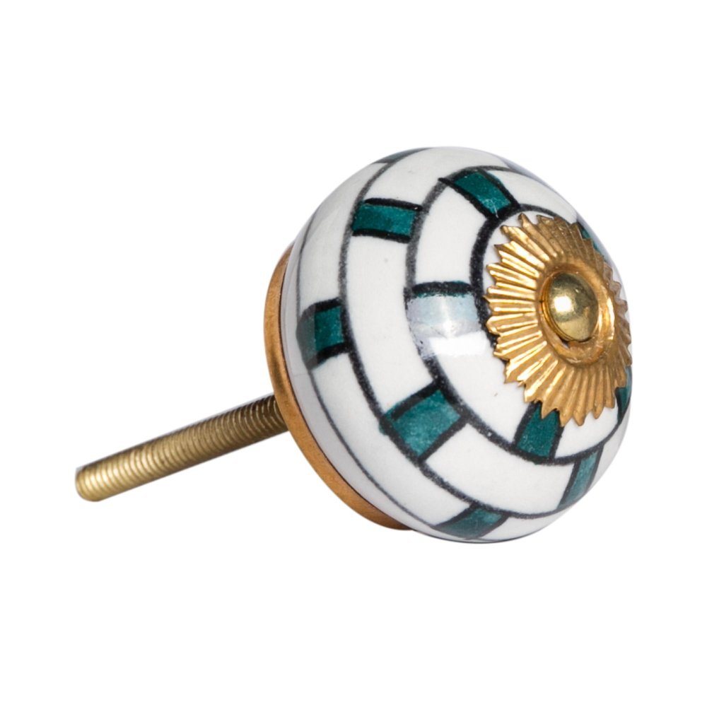 1.5" X 1.5" X 1.5" White Black And Yellow  Knobs 12 Pack - White, Teal, Gold