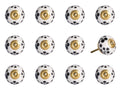 1.5" X 1.5" X 1.5" White Black And Yellow  Knobs 12 Pack