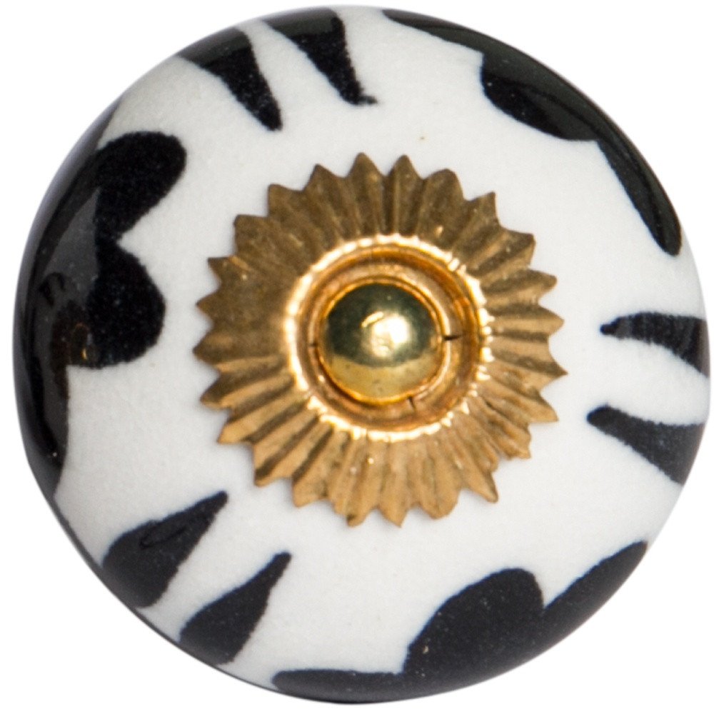Set of Twelve White Teal And Gold Geometric Ceramic Drawer Pull Knobs on a white background