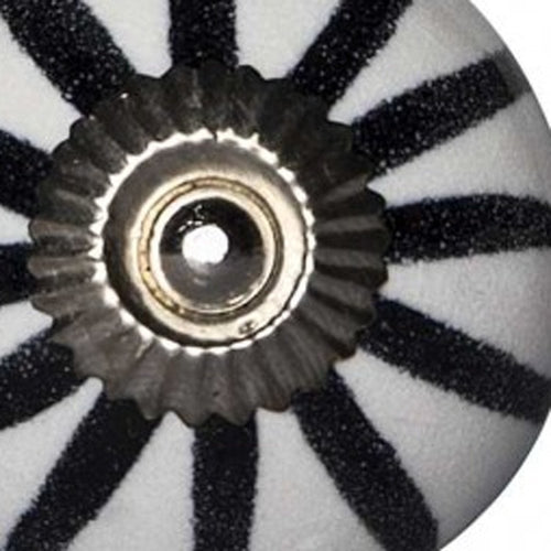 1.5" X 1.5" X 1.5" White Black And Silver Knobs 12 Pack photographed against a dark studio background in silver.