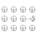 Set of Twelve Black White And Gold Clock Face Ceramic Drawer Pull Knobs