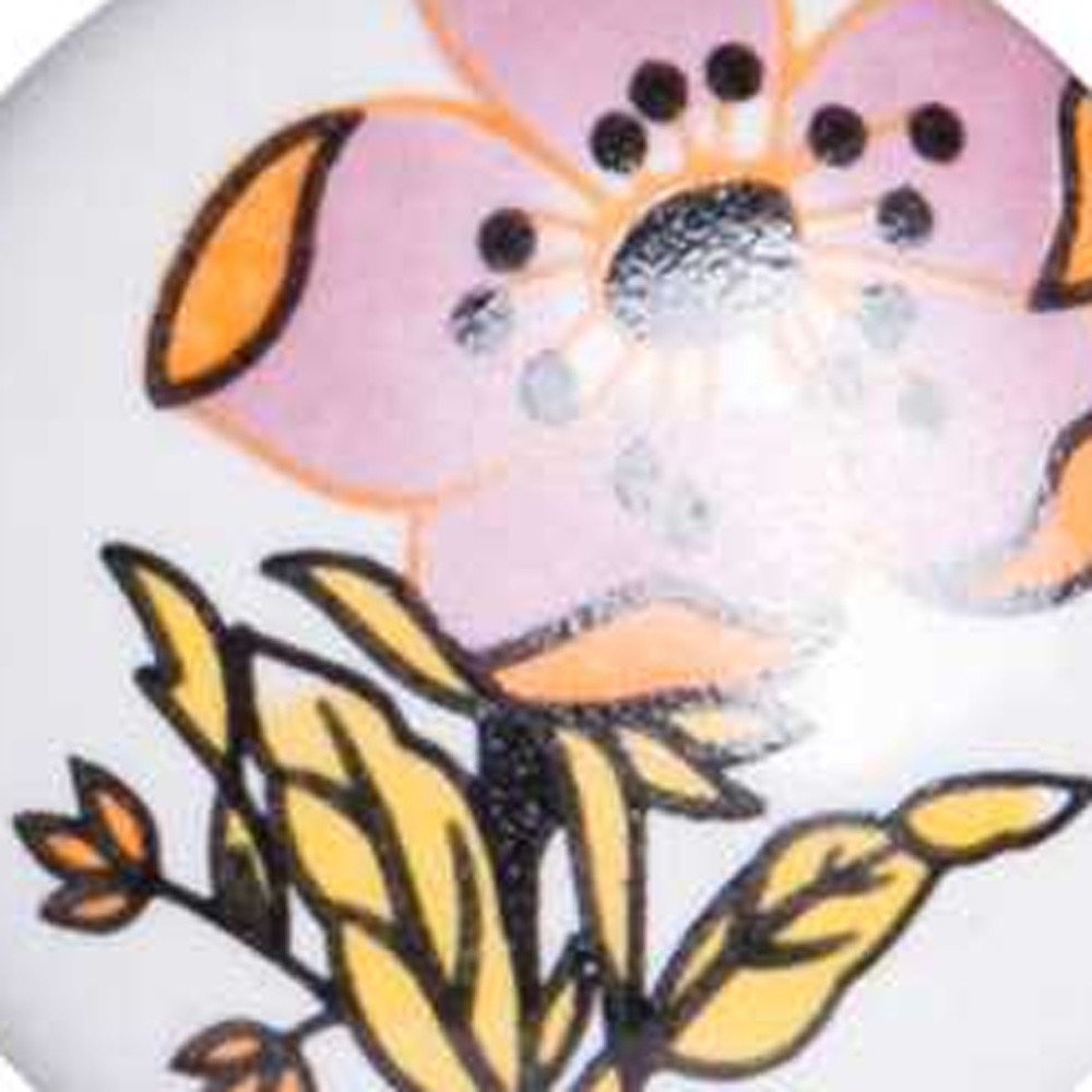Set of Twelve Pink And White Floral Ceramic Drawer Pull Knobs on a white background