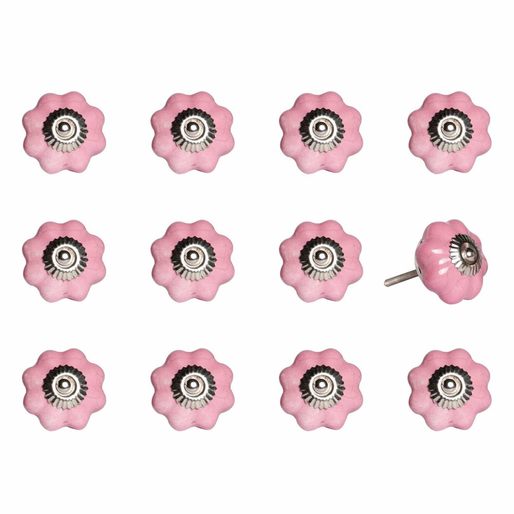 Set of Twelve White Teal And Gold Geometric Ceramic Drawer Pull Knobs
