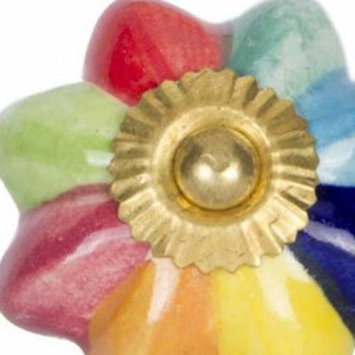Cropped view of 1.5" X 1.5" X 1.5" Green Blue Red And Yellow Knobs 12 Pack focusing on the yellow ceramic surface.