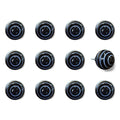 Set of Twelve Blue And Black Ceramic Drawer Pull Knobs