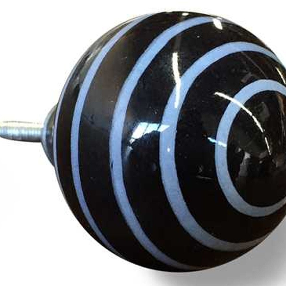 Set of Twelve Blue And Black Ceramic Drawer Pull Knobs