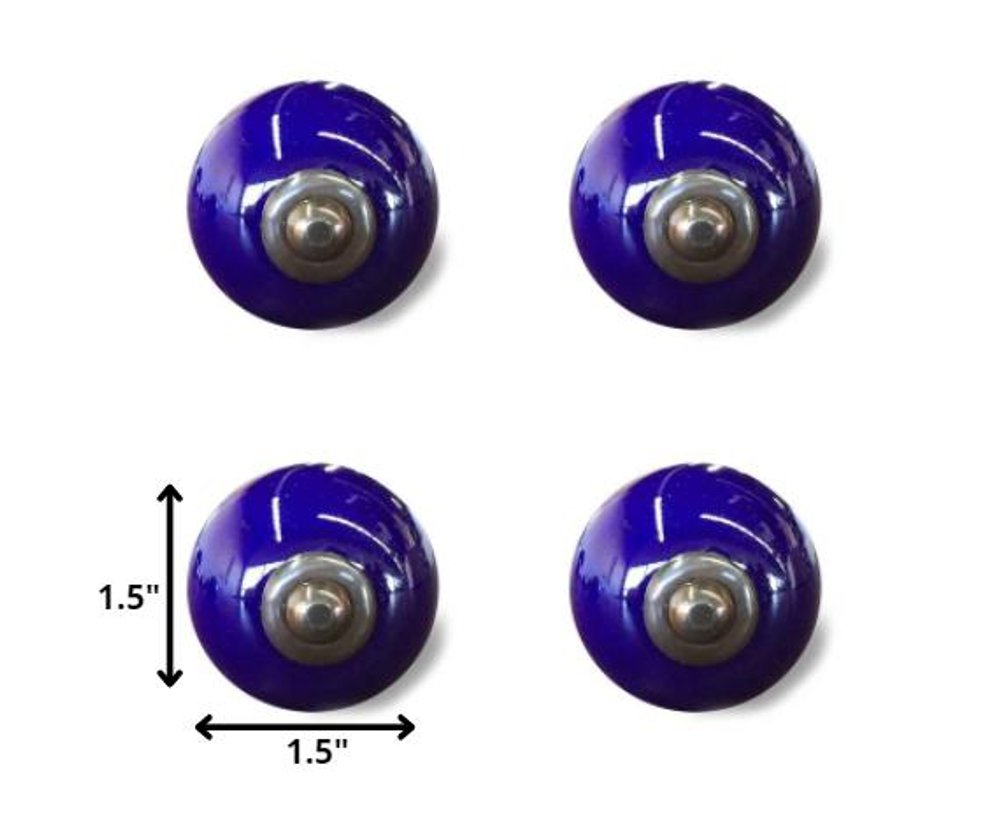 Set of Twelve Navy Blue Ceramic Drawer Pull Knobs