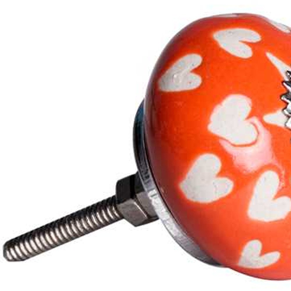 Set of Eight Red Pink And Green Floral Ceramic Drawer Pull Knobs