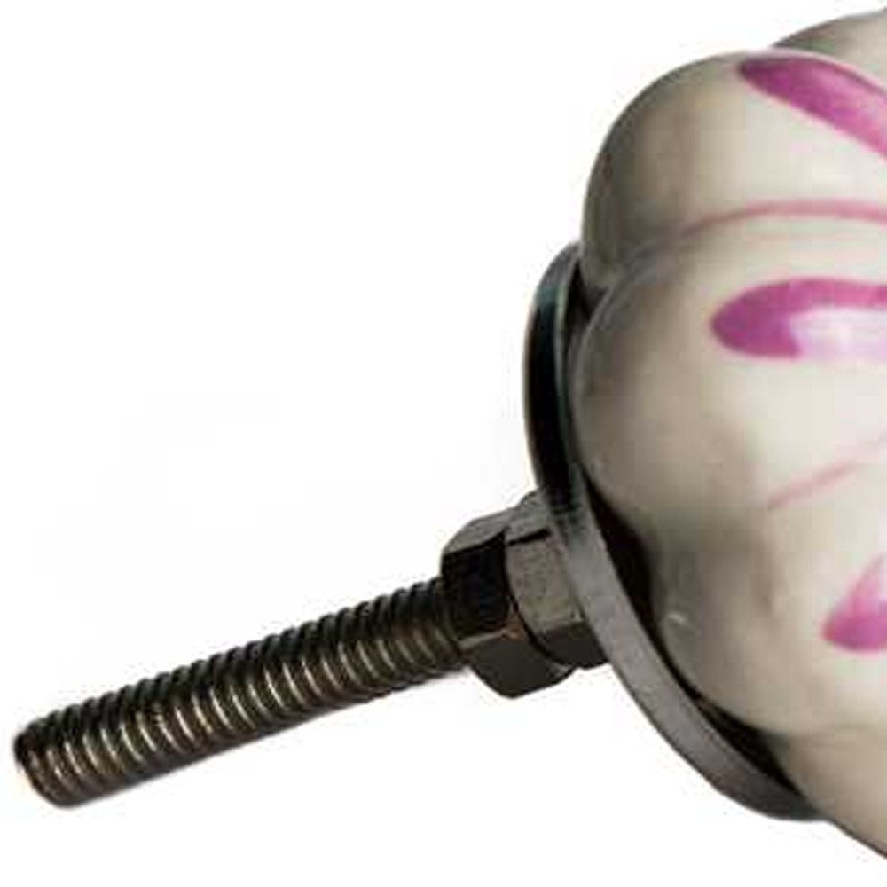 Set of Twelve Pink And Cream Ceramic Drawer Pull Knobs on a white background