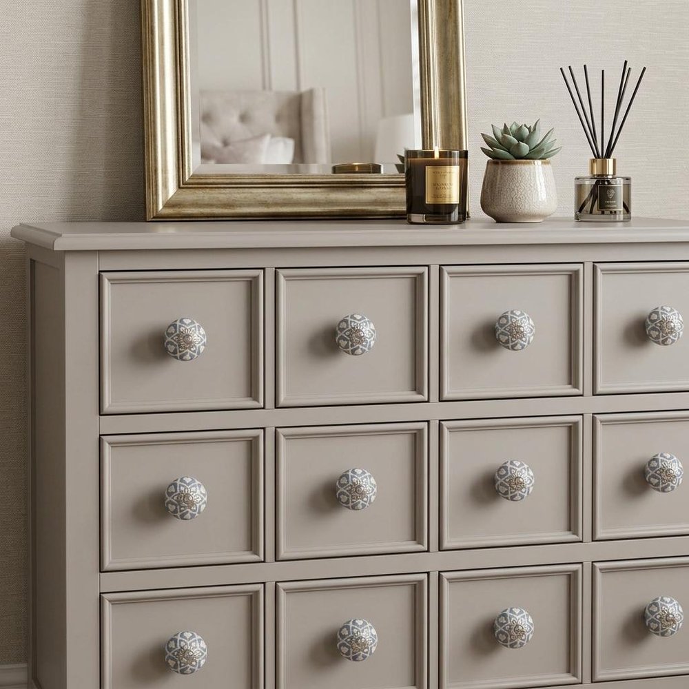 1.5" X 1.5" X 1.5" Blue Cream (Beige) With Silver  Knobs 12 Pack
