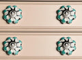 Set of Twelve Green Silver And White Geometric Ceramic Drawer Pull Knobs