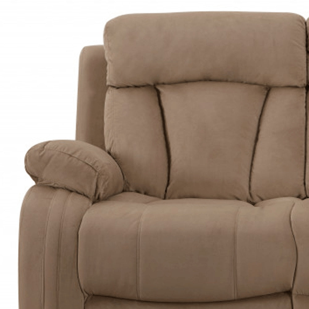 40" Modern Beige Fabric Sofa. Recliner in beige fabric.