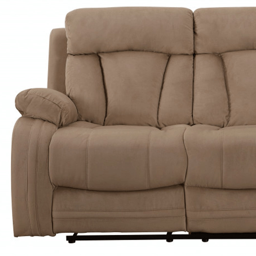 40" Modern Beige Fabric Sofa. Recliner isolated on a plain white background, showing a beige fabric surface.
