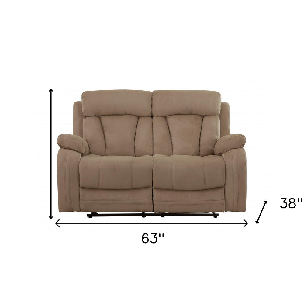 63" Beige Leather Match Recliner on a white background