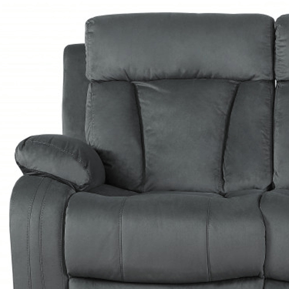 Cropped view of 40" Modern Grey Fabric Sofa focusing on the gray fabric surface.